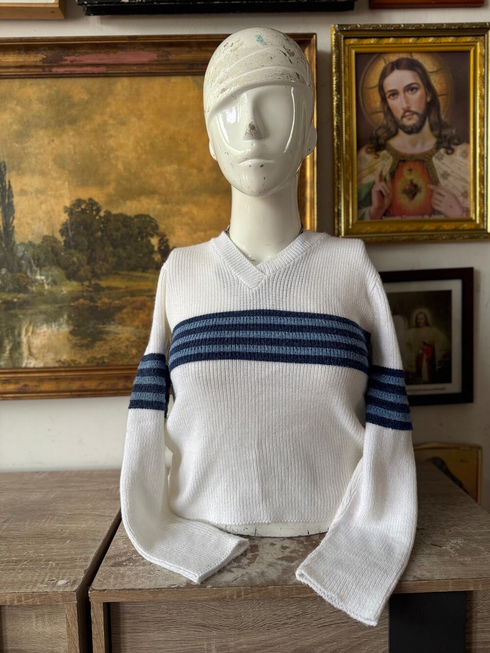Y2k Rave Acrylic Bar Stripe Sweater Size XL